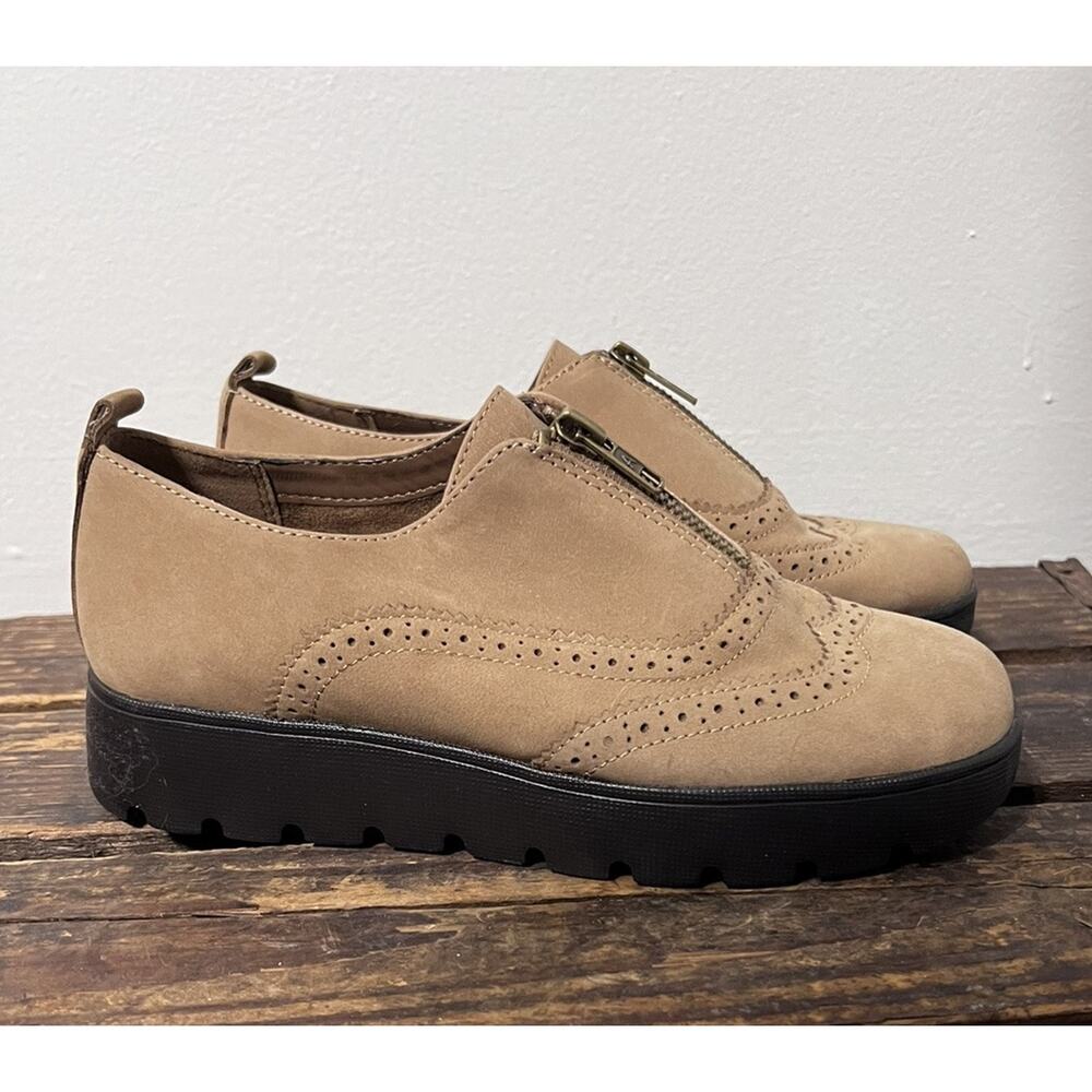 AEROSOLES Shoes FREE FLY Women Sz 6 Tan Suede Comfort Casual‎ Wingtip Retro